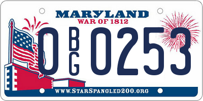 MD license plate 0BG0253