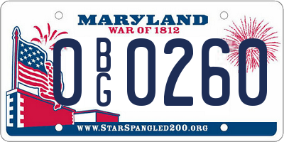 MD license plate 0BG0260