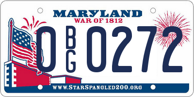 MD license plate 0BG0272