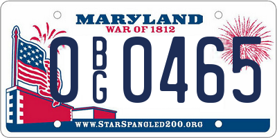 MD license plate 0BG0465