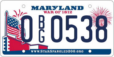 MD license plate 0BG0538