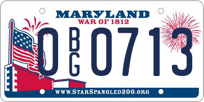MD license plate 0BG0713