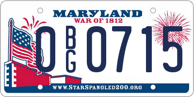 MD license plate 0BG0715