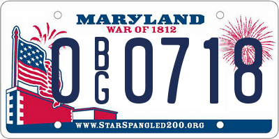 MD license plate 0BG0718