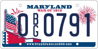 MD license plate 0BG0791