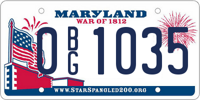 MD license plate 0BG1035