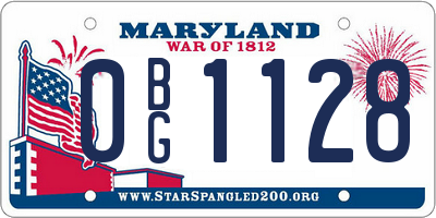 MD license plate 0BG1128