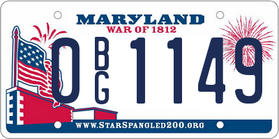 MD license plate 0BG1149