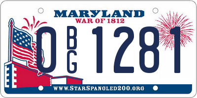 MD license plate 0BG1281