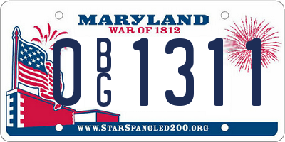 MD license plate 0BG1311