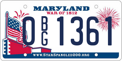 MD license plate 0BG1361