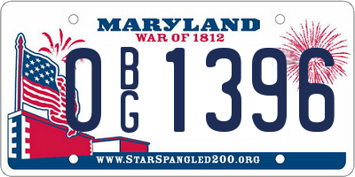 MD license plate 0BG1396