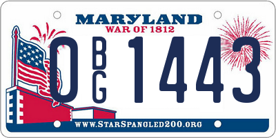 MD license plate 0BG1443