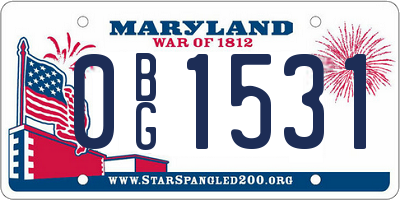 MD license plate 0BG1531