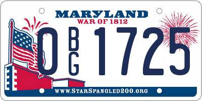 MD license plate 0BG1725