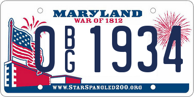 MD license plate 0BG1934