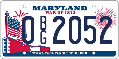 MD license plate 0BG2052