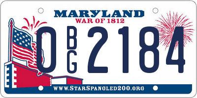 MD license plate 0BG2184