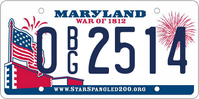 MD license plate 0BG2514