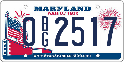 MD license plate 0BG2517