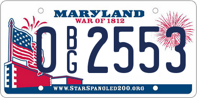 MD license plate 0BG2553