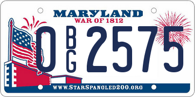 MD license plate 0BG2575