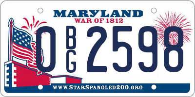 MD license plate 0BG2598