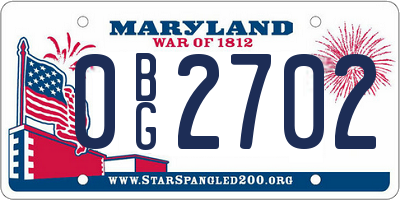 MD license plate 0BG2702