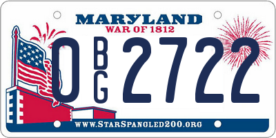 MD license plate 0BG2722
