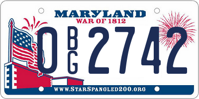 MD license plate 0BG2742