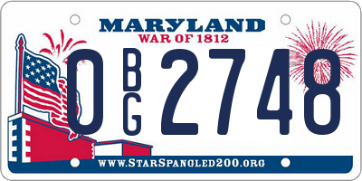 MD license plate 0BG2748