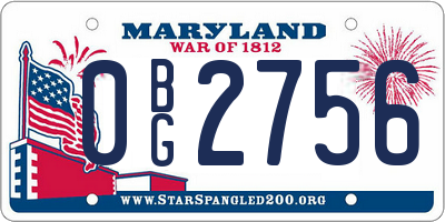 MD license plate 0BG2756