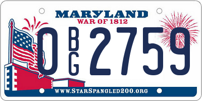MD license plate 0BG2759