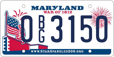 MD license plate 0BG3150