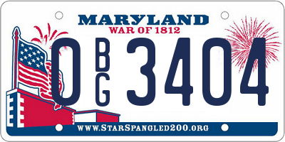 MD license plate 0BG3404