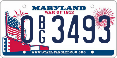 MD license plate 0BG3493