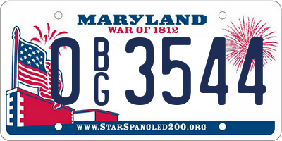 MD license plate 0BG3544