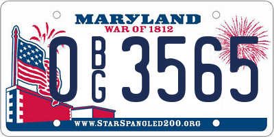 MD license plate 0BG3565