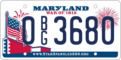 MD license plate 0BG3680