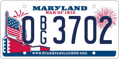 MD license plate 0BG3702