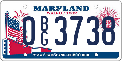 MD license plate 0BG3738