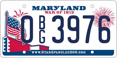MD license plate 0BG3976