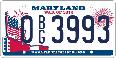 MD license plate 0BG3993