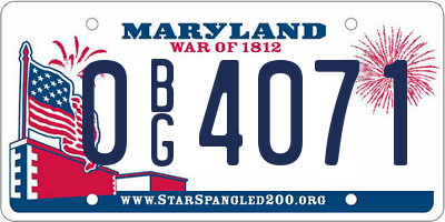 MD license plate 0BG4071