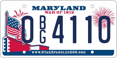 MD license plate 0BG4110