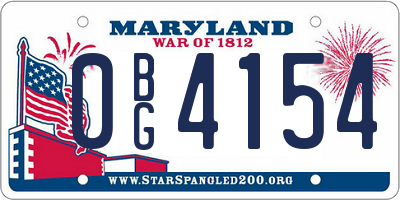 MD license plate 0BG4154