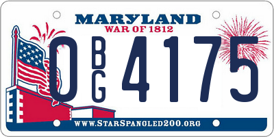 MD license plate 0BG4175