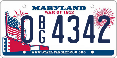 MD license plate 0BG4342