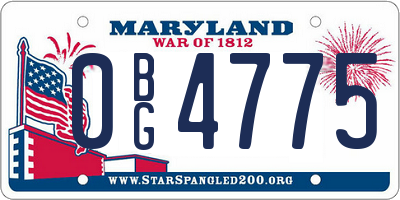 MD license plate 0BG4775