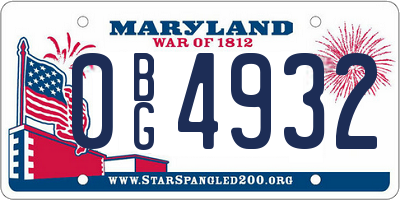 MD license plate 0BG4932